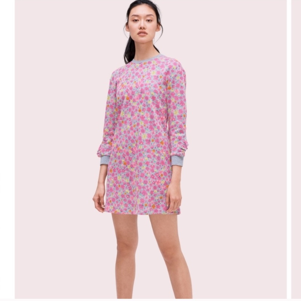 Kate spade sweater floral mini dress ruffle